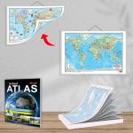 GOWOO SMALL - 100 WORLD POLITICAL OUTLINE MAP FOR SCHOOL, 2 IN 1 WORLD POLITICAL AND PHYSICAL MAP IN ENGLISH and SCHOOL ATLAS (ENGLISH) - MAPLITHO | Set of 1map pad + 1 map chart + 1 school atlas book