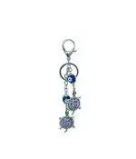 Astroghar Blue Beautiful Metal Bejeweled 2 Tortoise Evil Eye Key Ring Chain