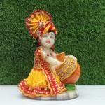 LETS CATCH UPP Resin Marble Dust Laddu Gopal Idol with Velvet Dress & Mukat | Lord Krishna/Bal Gopal/Thakur Ji Murti | Janmashtami Special for Home Temple & Office Decor (Medium, 13 Inch)