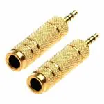 Red Champion 3.5mm Stereo Male to 6.3mm Stereo Female Adapter Converter (Pack of 2)