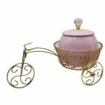 Decor ArtMoradabad Golden Iron Tricycle Wire Hamper Basket With Dry Fruit Jar Baskets Gift