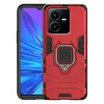 SROCK Back Case Cover for Vivo Y22, Y22s, Y35 Tough Armor Bumper Back Case Cover|Ring Holder & Kickstand in-Built|360 Degree D5 Protection Case Cover for Vivo Y22, Y22s, Y35-Red