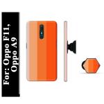 Mobi Elite Red Vertical Strip Rainbow Printed Hard Back Cover Case with Mobile Holder, Pop holder, Pop socket for Oppo F11, Oppo A9