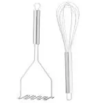 DreamBasket Stainless Steel Egg Whisk / Egg Beater & Potato Masher / Pav Bhahi Masher for Kitchen