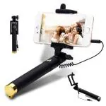 BOPUD WIRED HANDHELD MONOPOD FOR PHONE HOLDER OR PHOTOGRAPHY VIDEO RECORDING REELS & Cable Selfie Stick (Black, Remote Included).