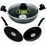IBELL Black Non-Stick Cookware Induction Base Set - Pack Of 4