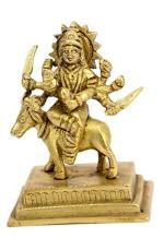 Kalarambh Ram Brass Round Bajath/Bajot/Paat/Chourang/Chowki for Home Pooja Puja Mandir Temple Decor Collectible Handicraft Art, Yellow, 3 x 3 x 1.5 Inch (L x W x H)