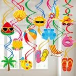 Zyozique Summer Party Decorations Kit | Summer Party Decorations Colorful Hanging Swirls - Beach Party Decorations Swirls, Summer Holiday Party Supplies (Pack Of 14)