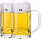 BINZO Glass 350 ml Beer Mug, Set of 6, Pint Size Beer Mugs, Pub Mugs for Everyday Drinking Use