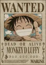 Gatmos Designed Wanted Poster of Monkey D Luffy from One Piece Anime - 12 x 18 Inch with self adhesion Unframed || Wall Poster, Wall Sticker