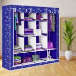 BE MODERN 12 Shelves Christmas Print Carbon Steel Collapsible Wardrobe (Finish Color -9_BLUE, DIY(Do-It-Yourself))