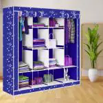 BE MODERN 12 Shelves Christmas Print Carbon Steel Collapsible Wardrobe (Finish Color -9_BLUE, DIY(Do-It-Yourself))