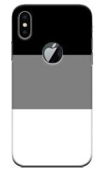 MobiEra Apple iPhone X Logo Cut Multicolor Pastel Black and Grey Design Plastic Hard Case Cover