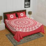 THE HOBBY BOUNTY Cotton Double Bedsheet King Size 2 Pillow Covers Jaipuri Sanganeri Printed Multi Color 110 TC