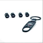 Careflection Metal Black Premium Car Tyre Valve Cap with Keychain Compatible for All Audi Cars
