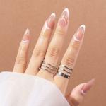 Secret Lives Acrylic Press on Artificial Designer Fake Nails Extension Anne French Transparent Design 24 pcs Set with Manicure Kit