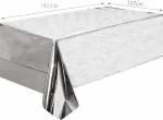 Crackles Silver Shiny Metallic Foil Solid Color Reusable Table Cover 1.37mX1.83m For Party
