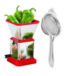 First Front Stainless Steel Chilly Cutter Cutter With Stainless Steel Tea Strainer and (Multicolour, Pack of 2)