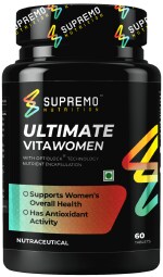 Supremo Nutrition Ultimate VitaWomen | Rich in Ashwagandha & Shatavari | For Healthy Skin & Hair | 100% Vegan Certified | Pack of 60 Tablets