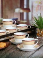 Goodhomes SONAKI Pack of 12 Bone China Coffee/Tea Cup & Saucer (6pcs Cup & 6pcs Saucer) (White, Cup and Saucer Set)