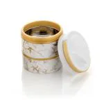 UNICEPT 2 container Lunch Box Stainless Steel Round Shape Leakproof Design Hot Insulated Tiffin Box Transparent Lid Container for School, Office for Men Women-600ml (White, Pack of 1)