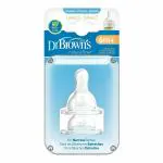 Dr. Brown's Silicone Natural Flow Level 3 Narrow Nipple (Clear) - Set of 2