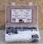 Epi-Torque Minus Head Self Tapping Full Threaded Sheet Metal Screws Different Sizes With Matching Rawl Plugs In Single Assortment Box (Pack of 325)