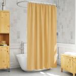 MONKDECOR Self Strip Plain Design PVC 7 ft Long Shower Curtain with Hooks (Golden, Size-54x84 inches)