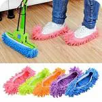 GOROFY Mop Home Floor Cleaning Slipper Micro Fiber Shoes Covers Drag Mop Micro Velvet Clear Cloth