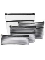 atorakushon Set of 4 Pu Leather Pouch, Cosmetic Makeup Bag, Multi-Function Beach Travel Bag, Coin Purse, Pencil Lipstick Holder, Large Capacity Toiletry Bags for Women & Men (Black)