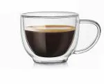 P-Plus International Cappuccino Glass Mugs 200ml, Clear Coffee Mug Set Espresso Mug Cups,Double Wall Insulated Glass Mug with Handles (Pack of 1)