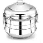 Subaa Stainless Steel Food Grade Idly Pot, 3 Plates/18 Idly, Idli Steamer, Idli Pot.