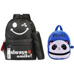 Crinzel Black, Blue Always Smile and Blue Panda Backpack 30L (Pack of 2)