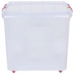 Aristo Multipurpose Plastic Rectangular Storage Container Box with Lid, Lock, Wheel and Handle / Stackble 25000ml Toy Box (Transparent / Pack of 1)