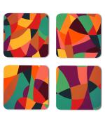 Whats Your Kick Pattern Design Colorful Round Unique Beautiful Pattern Design Printed Set of 4 Coaster With Metal Stand