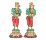 Kartique Home Decor Laxmi Oil Lamp - 9.5 x 9.5 x 24.1 cm (set of 2)