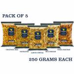 Mahasagar Farsan Combi Pack of 5 X250 grams- 1.25kg| Navratna+ Chatpata+ Madras+ Mix Farsan+ Lasun