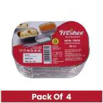 Freshee 90ml Aluminium Container without Lid, Disposable Food Storage Baking Roasting Freezing, Pack of 100 Foil Containers