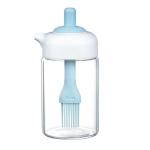 Paratparay 2-in-1 Oil dispenserCondiment jar Silicone brush oil bottle glass jar with brush for oil ghee for kitchen,Leakproof borosilicate oil dispenser spreading brush with bowl