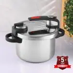 Vinod Nutrimax Outer Lid Triply Stainless Steel Pressure Cooker- 3.5L w/Unique Lid & Extra Glass Lid