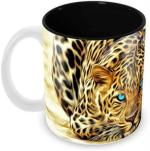 Jiya EnterpriseTuelip Multicolor Ceramic Beautiful Printed Leopard Inside Mug - 350 ML