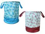 Unicrafts Laundry Bag 45 L Durable and Collapsible Laundry storage Bag with Handles Clothes & Toys Storage Foldable Laundry Bag for Dirty Clothes Combo Pack of 2 Pc (1 Blue and 1 Maroon)
