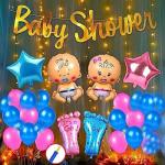 GROOVY DUDZ Baby Shower Combo Decorations Set Home Decoration Item Supply (50Pcs)