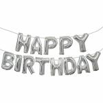 ACOME Silver Latex Happy Birthday Foil Balloons (Pack Of 13)