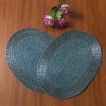 Master Piece Crafts Oval Shape Beaded Placemat for Dining Table Set of 2, Decorative Mats Handmade Glass Beads and Polyester Fabric (16x12.5 inch)