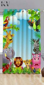 KNIT VIBES Multicolor Polyester Cartoon::Animal Window Curtain - 152 Cm