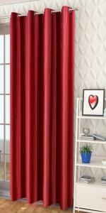 Parda Online Maroon Long Crush Solid Eyelet Art Window Curtain 7ft, (Pack of 2)