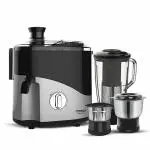 Maharaja Whiteline Plastic Odacio Plus 550 Watts Juicer Mixer Grinder With 3 Versatile Jars | Food Grade Safe (Black & Silver)