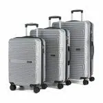 Galisto Polycarbonate Rivera Silver Print Set of 3 Size20,24 & 28 inch Hard Shield Suitcase Luggage Trolley Bags Set-3