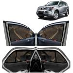 Kingsway Car Magnetic Sun Shades Curtains for Mahindra XUV 500, Model Year : 2011 - 2015, Half Cut in Front Window, Color : Black, Cotton Mesh, Complete Set of 6 Piece